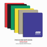 Spiral Note Book No.105, 300 Pages, (28.5cm x 20cm) White Paper with Separators (5 Subject)